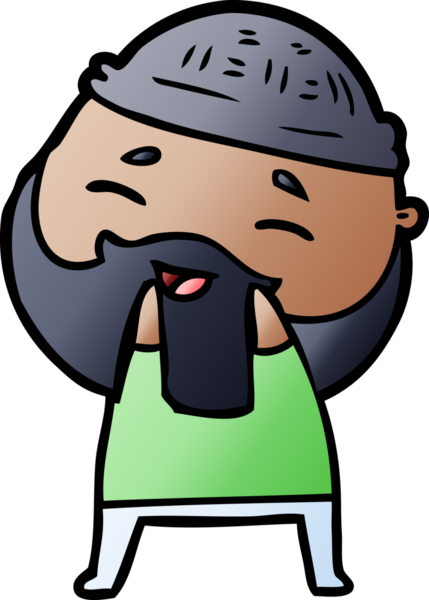 Bir insan tarafından çizilmiş mutlu sakallı bir adam.