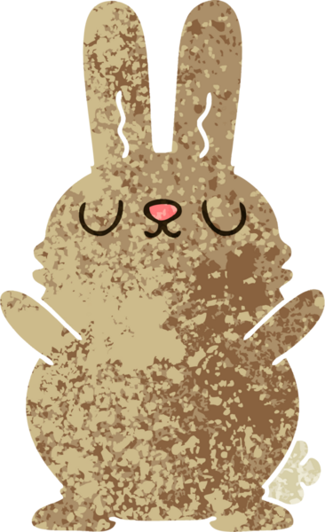 Bir insan tarafından çizilmiş garip bir çizgi film tavşanı.