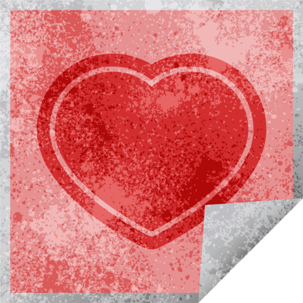 kalp sembolü grafik vektör illüstrasyon kare etiketi bir insan tarafından çizilmiş