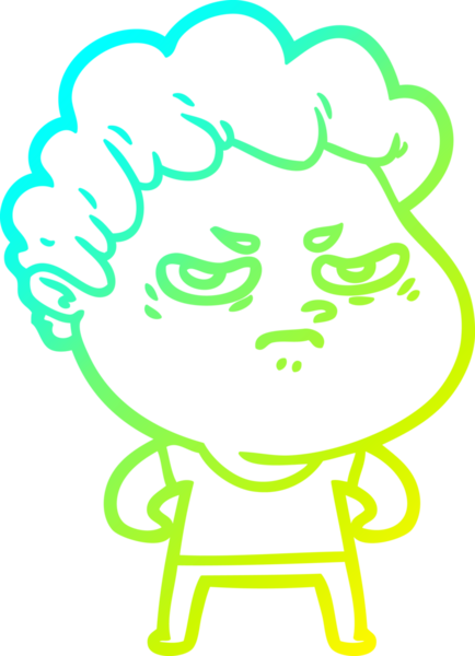 Bir insan tarafından çizilmiş kızgın bir adamın soğuk çizgi çizimi.