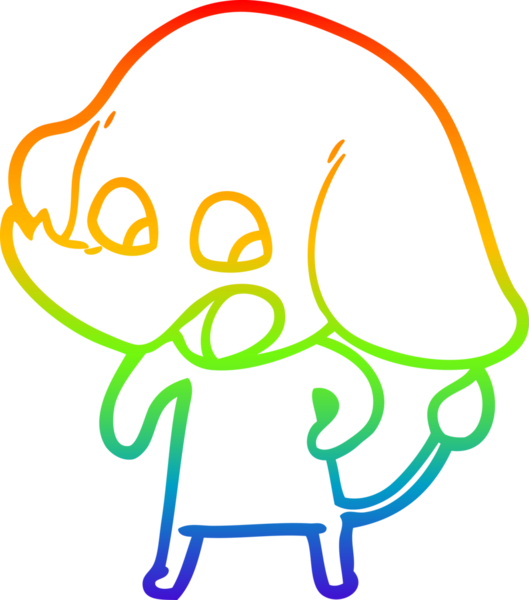 Gökkuşağı gradyan çizgisi bir insan tarafından çizilmiş şirin bir fil çizimi