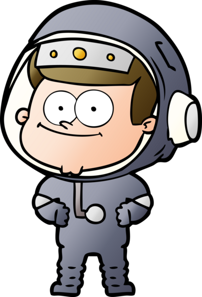 Bir insan tarafından çizilmiş mutlu astronot çizgi filmi.