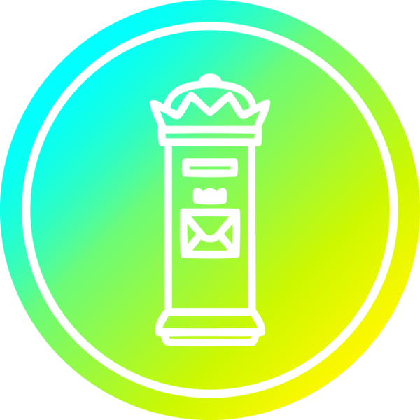 Bir insan tarafından çizilmiş havalı gradyan çizgili İngiliz posta kutusu dairesel simgesi