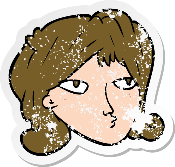 Bir insan tarafından çizilmiş karikatür bir kadının sıkıntılı çıkartması.