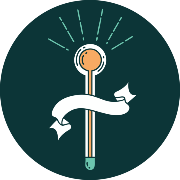 Bir insan tarafından çizilmiş dövme stili cam termometrenin simgesi