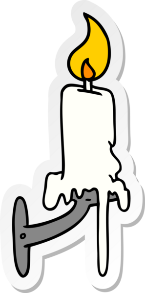 Bir insan tarafından çizilmiş bir mum çubuğunun el çizimi karikatürü.