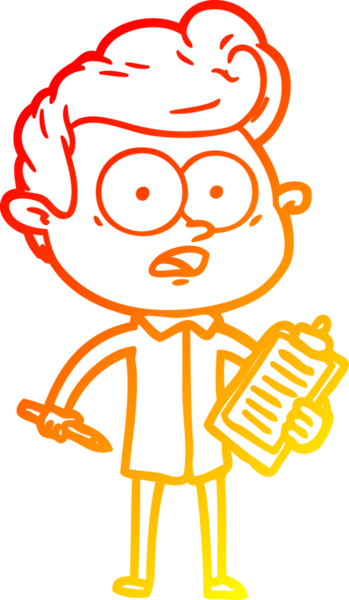 Bir insan tarafından çizilmiş, şok olmuş bir çizgi film satıcısının sıcak çizgi çizimi.