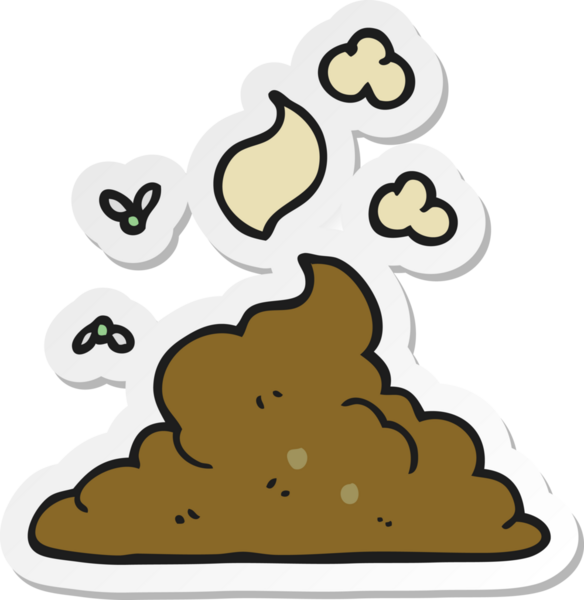 Bir insan tarafından çizilmiş, dumanı tüten bir bok yığını çıkartması.