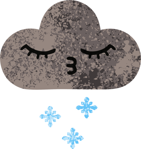 Bir insan tarafından çizilmiş fırtına kar bulutunun retro çizim tarzı karikatürü