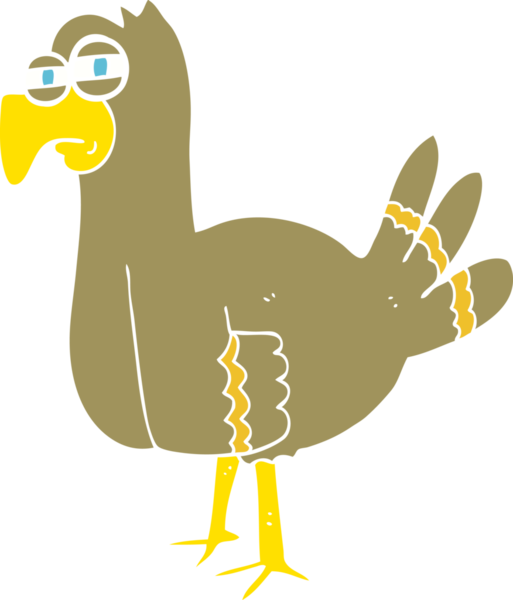 Bir insan tarafından çizilen kuşun düz renk çizimi