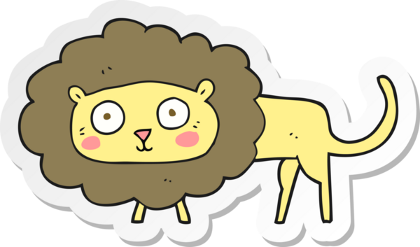 Bir insan tarafından çizilmiş karikatür aslanının çıkartması.