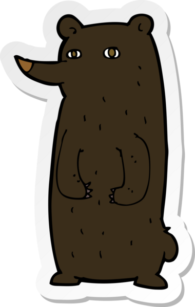 Bir insan tarafından çizilmiş komik bir kara ayının çıkartması.