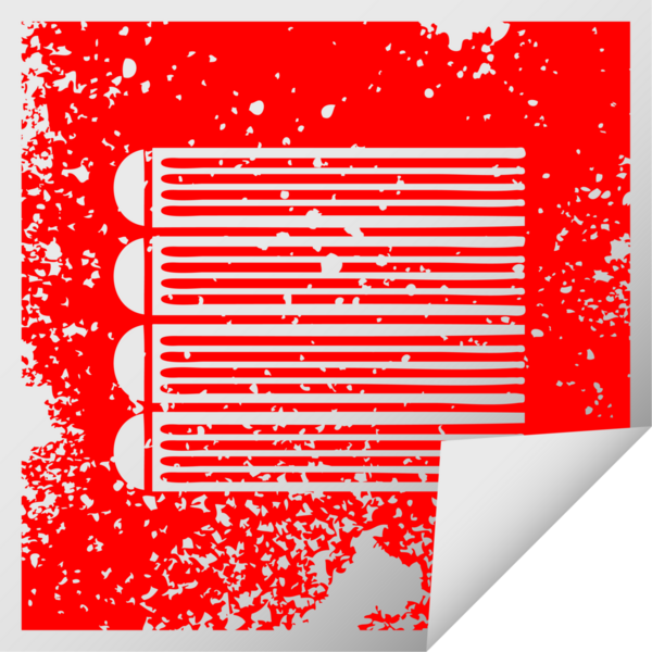 Bir insan tarafından çizilmiş kitap yığınının sıkıntılı kare soyma etiketi sembolü