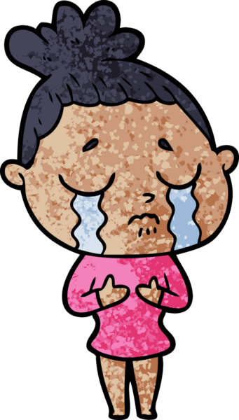 Bir insan tarafından çizilmiş ağlayan kadın çizgi filmi.