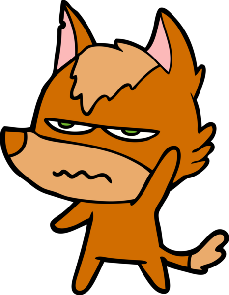 Bir insan tarafından çizilmiş tilki çizgi film karakteri