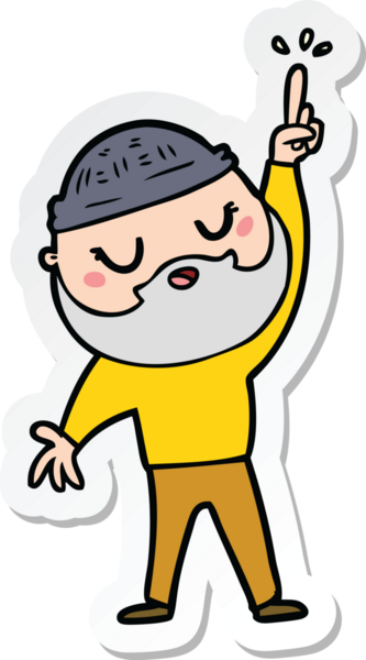 Bir insan tarafından çizilmiş sakallı bir karikatür adamın çıkartması.