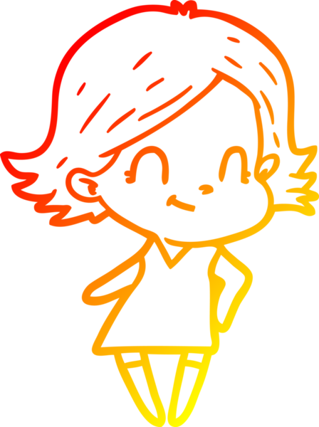 Bir insan tarafından çizilmiş, karikatür dostu bir kız çizimi.