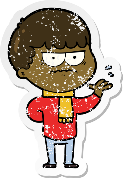 Bir insan tarafından çizilmiş sıkıntılı bir karikatür çıkartması.