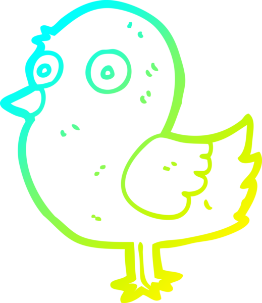 Bir insan tarafından çizilen karikatür kuşunun soğuk gradyan çizgisi