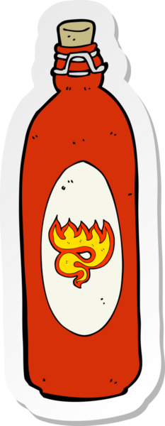 Bir insan tarafından çizilmiş acı sos etiketi.