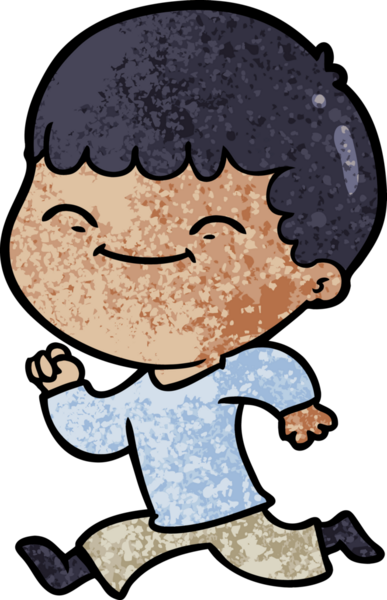 Bir insan tarafından çizilmiş mutlu çocuk çizgi filmi.