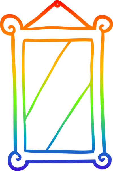 bir insan tarafından çizilmiş eski bir aynanın gökkuşağı gradyanı çizimi