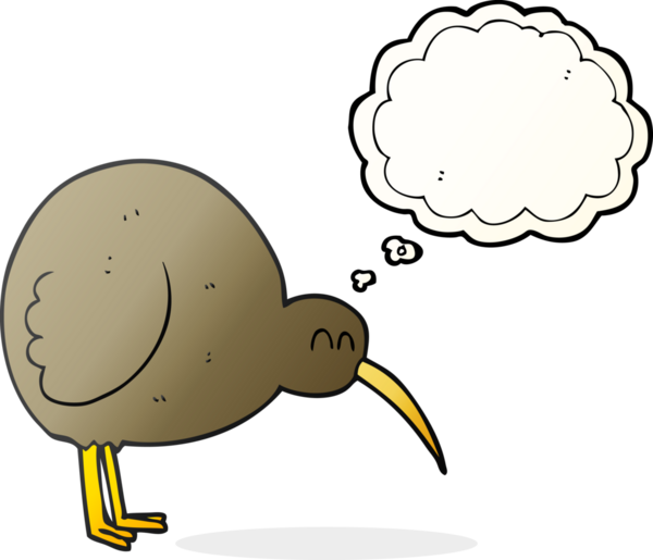 Bir insan tarafından çizilmiş serbest çizim balon karikatür kivi kuşu