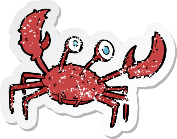 Bir insan tarafından çizilmiş karikatür yengecinin gerilimli yapıştırması.