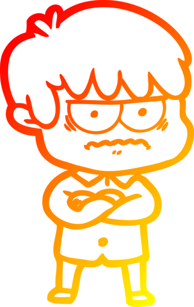 Bir insan tarafından çizilmiş kızgın çizgi film çocuğunun sıcak çizgi çizimi.