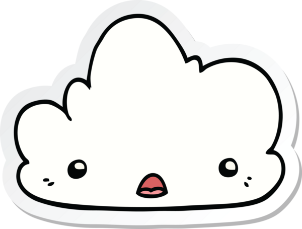 Bir insan tarafından çizilmiş şirin bir karikatür bulutunun çıkartması.
