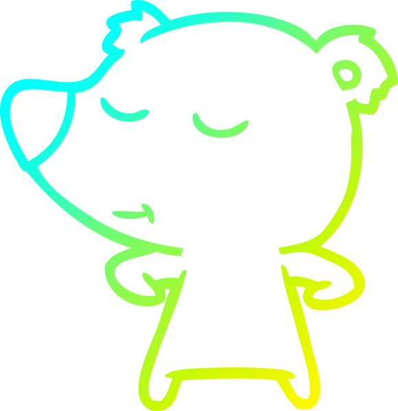 Bir insan tarafından çizilmiş mutlu bir kutup ayısının soğuk çizgi çizimi.