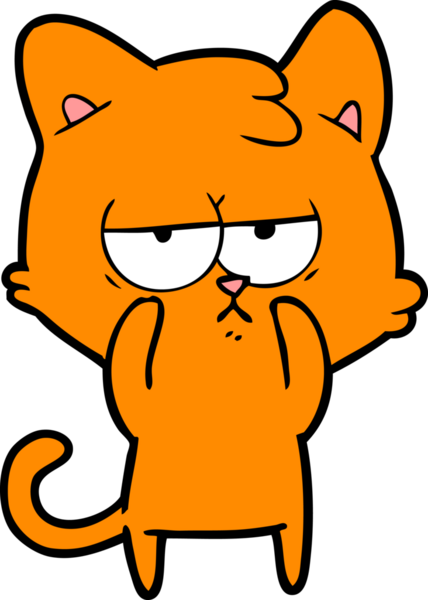 Bir insan tarafından çizilmiş sıkıcı çizgi film kedisi.