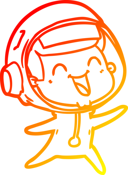 Bir insan tarafından çizilmiş mutlu bir astronotun sıcak çizgi çizimi