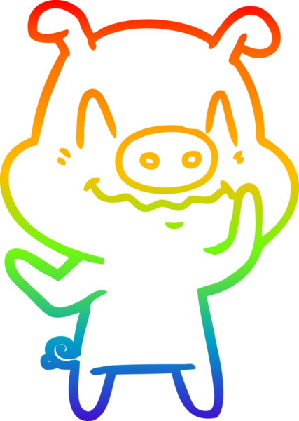 gökkuşağı gradyan çizimi bir insan tarafından çizilmiş sinir çizgi domuz