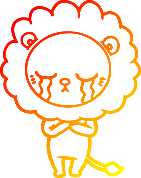 Bir insan tarafından çizilmiş, ağlayan bir aslanın sıcak çizgi çizgisi.