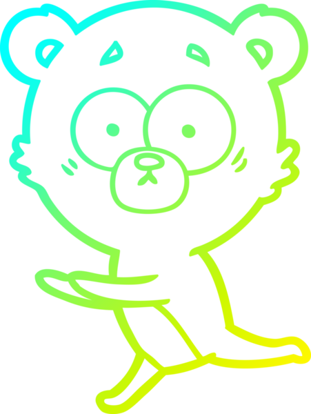 Bir insan tarafından çizilmiş kaygılı ayı karikatürünün soğuk gradyan çizimi