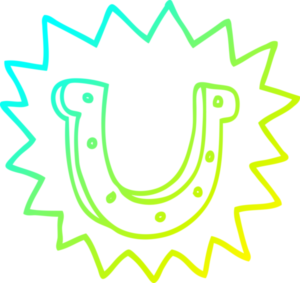 Bir insan tarafından çizilmiş çılgın, şanslı at nalı sembolünün soğuk çizgi çizimi.