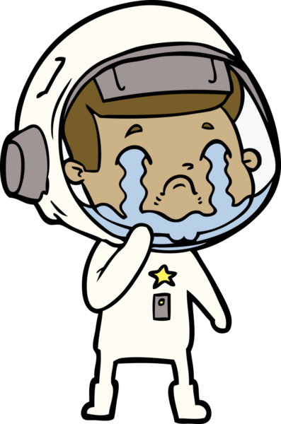 Bir insan tarafından çizilmiş ağlayan astronot çizgi filmi.