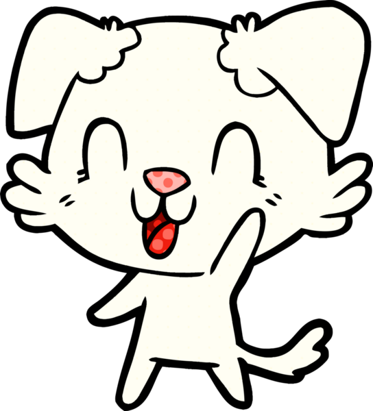 Bir insan tarafından çizilmiş gülen çizgi film köpeği.