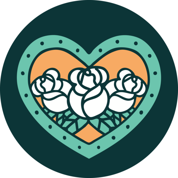 Bir insan tarafından çizilmiş kalp ve çiçeklerin ikonik dövme şekli