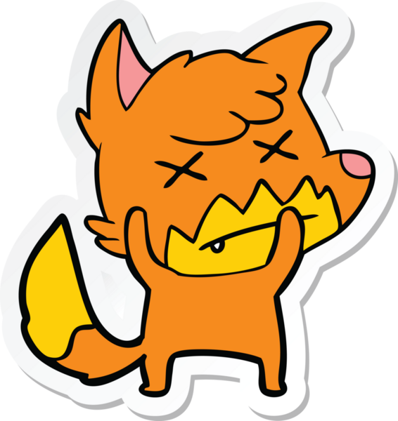 Bir insan tarafından çizilmiş ölü tilki etiketi.