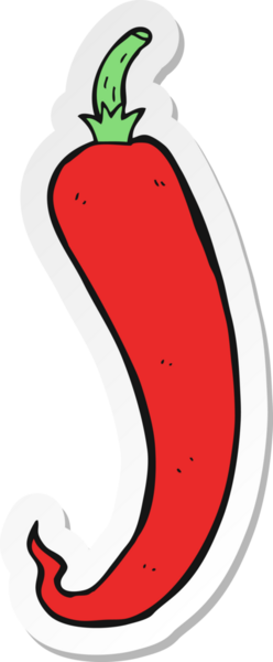 Bir insan tarafından çizilmiş kırmızı biberin çıkartması.