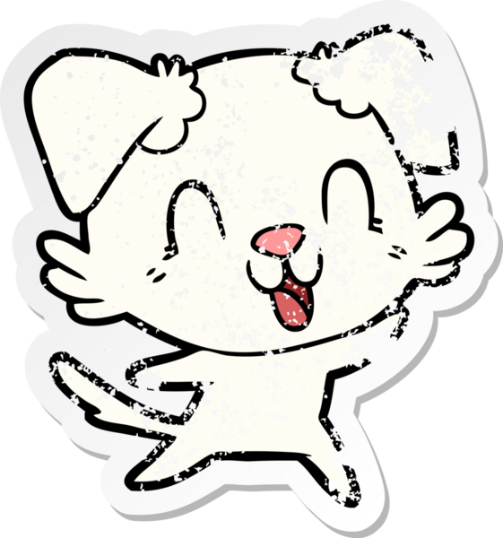 Bir insan tarafından çizilmiş, gülen bir köpeğin sıkıntılı çıkartması.