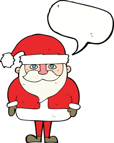 Bir insan tarafından çizilmiş konuşma balonlu Noel Baba çizgi filmi.