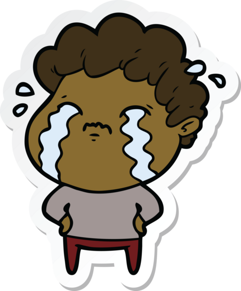 Bir insan tarafından çizilmiş, ağlayan bir çizgi film karakterinin çıkartması.