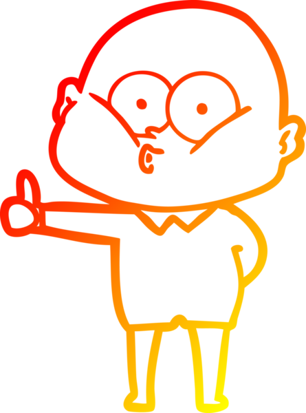 Bir insan tarafından çizilmiş kel bir adamın sıcak çizgi çizimi.