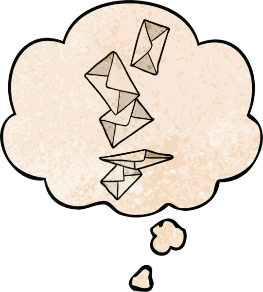 bir insan tarafından çizilmiş grunge doku biçiminde düşünce baloncuğu olan karikatür harfleri