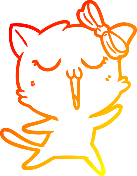 Bir insan tarafından çizilmiş çizgi film kedisinin sıcak çizgi çizimi
