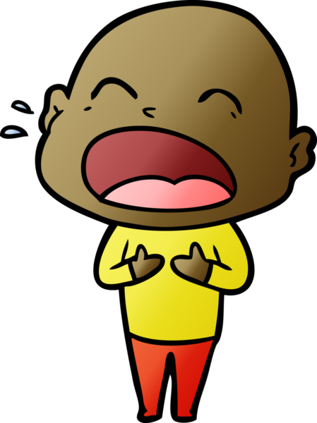 Bir insan tarafından çizilmiş kel adam diye bağıran çizgi film.