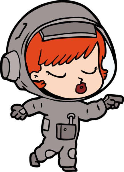 Bir insan tarafından çizilmiş güzel astronot kız.